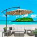 10FT Outdoor Patio Umbrella with Solar Powered LED Lighted Sun Shade Waterproof 8 Ribs Umbrella with Crank and Cross Base Extra Large Umbrella for Garden Deck Swimming Pool