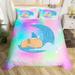 Kids Capybara Comforter Cover Twin Cartoon Sleeping Caprbara Bedding Set Gradient Rainbow Capybara Duvet Cover Kawaii Room Decor for Teens Boys Girls Pastel Tie Dye Bed Cover