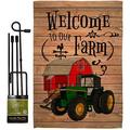 Southern Welcome to our Farm Garden Flag Set with Stand Regional Y all CountryBless Farmhouse Primitive Rustic Small Decorative Gift Yard House Banner Double-Sided X 18.5