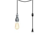 Kiven Plug in Pendant Light Industrial Hanging Light and 15FT Plug-in Cord and Dimmer Switch Steampunk Ceiling Pendant Light for Bedside Hallway Foyer Kitchen Silvery Finish