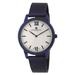 Charles-Hubert Paris 3998-E Mens Blue IP-Plated Stainless Mesh Dial Watch Off White