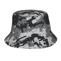 ZICANCN Retro Black Camouflage Texture Bucket Hat Unisex Print Double-Side-Wear Bucket Hat for Golf Fishing Beach Outdoor