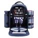 Fish hunter Picnic Backpack Bag For 2 Person w/ Cooler Compartment, Detachable Bottle/Wine Holder, Fleece Blanket, Plates & Cutlery (Blue) | Wayfair