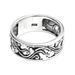 Palatial Leaves,'Polished Sterling Silver Band Ring with Leafy Motifs'