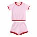 Shldybc Unisex Toddler Baby Boy Girl Summer Clothes Short Sleeve T-Shirt Tops+Short Pants Two Piece Solid Outfit Set Baby Boy Clothes on Clearance( 2-3 Years Pink )