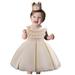 HAPIMO Girls s Party Gown Birthday Dress Solid Splicing Cute Round Neck Princess Dress Tiered Lace Crochet Holiday Sleeveless Lovely Relaxed Comfy Beige 90