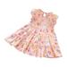 HAPIMO Girls s A Line Dress Toddler Baby Floral Cartoon Round Neck Holiday Princess Dress Lovely Relaxed Comfy Flying Sleeve Pleated Tiered Swing Hem Cute Watermelon Red 6-7Y