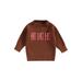 Qtinghua Infant Toddler Baby Girls Sweater Long Sleeve Crew Neck Letter Pullover Tops Fall Winter Warm Clothes Mocha 3-4 Years