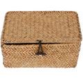 1Pc Seaweed Storage Box Seagrass Storage Case Handmade Woven Basket with Lid