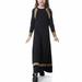 Muslim Long Dress for Kid Big Girl Medium Long Sleeve Round Neck Solid Color Dress Patchwork Mid-length Dress Pleated Flowy Payer Dress