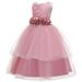 HAPIMO Girls s Party Gown Birthday Dress Floral Embroidery Relaxed Comfy Lovely Holiday Round Neck Tiered Mesh Swing Hem Cute Princess Dress Sleeveless Hot Pink 12-13 Y