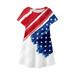 HAPIMO Girls s Knee Length Dress Stripe Star Print Short Sleeve Round Neck Independece Day Cute Holiday Princess Dress Relaxed Comfy Lovely White 2Y