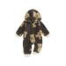 Newborn Infant Baby Girl Boy Fleece Hooded Jumpsuit Cartoon Bear Print Long Sleeve Zipper Romper Fall Winter Warm Clothes
