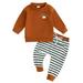 Xkwyshop Kids Baby Boys Outfits Set Pumpkin Print Sweatshirt with Striped Sweatpants Suit Halloween Clothes