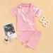Shldybc Baby Girl Short Sleeve Button Down Tops and Shorts Pajamas Set Pjs Summer Sleepwear 2 Piece Lounge Sets Baby Pajamas on Clearance( 2-3 Years Pink )