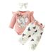 3Pcs Newborn Baby Boy Girl Elephant Outfits Long Sleeve Romper Bodysuit+Bow Pants +Headband Fall Winter Clothes Set