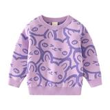 Toddler Kids Knit Crewneck Sweater Bunny Printed Pullover Sweatshirt Tops Boys Girls Christmas Clothing for Spring Fall and Winter 2-9Y
