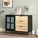 Ebern Designs Nakina 3 Drawer 39.37" W Combo Dresser Wood in Black/Brown | 29.57 H x 39.37 W x 15.75 D in | Wayfair