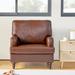 Armchair - Canora Grey Manwe 33.46" Wide Armchair Faux Leather/Wood/Leather in Brown | 35.43 H x 33.46 W x 29.13 D in | Wayfair