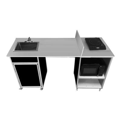 Monsam PK-2020-BLACK Black Wheelchair Accessible Portable Kitchen with Self-Contained Sink