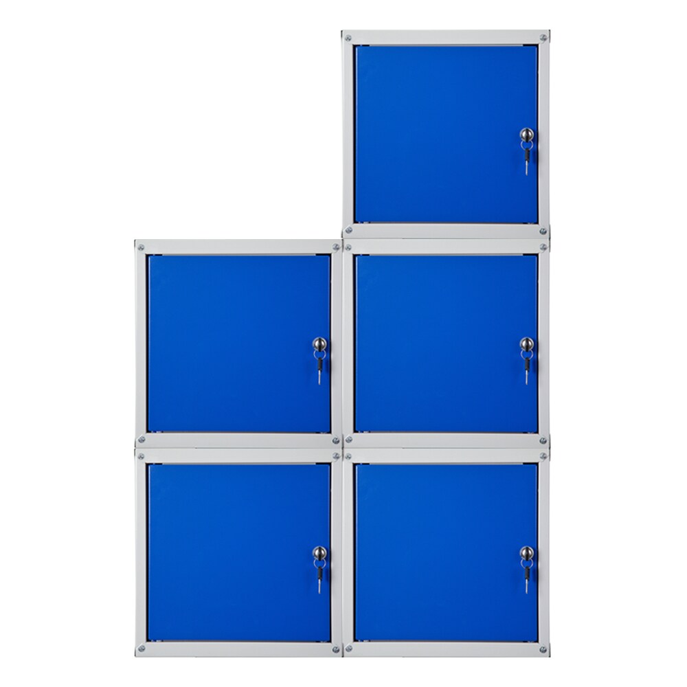 PROREGAL Mega Deal 5x Schließfachwürfel Cubic, HxBxT 35x35x35cm, Grau-Blau, Spind Spindschrank Schließfachschrank Schließfachgarderobe Metall Image