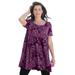 Plus Size Women's Scoopneck Swing Ultimate Tunic by Roaman's in Berry Paisley (Size 42/44) Long Shirt