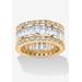 Women's 9.34 Tcw Emerald-Cut Cubic Zirconia Eternity Band In 14K Gold-Plated Sterling Silver by PalmBeach Jewelry in White (Size 12)