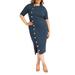 Plus Size Women's Button Front Workwear Dress by ELOQUII in Dress Blues (Size 14)