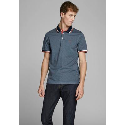 Poloshirt JACK & JONES "Paulos Polo", Herren, Gr. XXL, blau (blau, denim), Piquu00e9, Obermaterial: 100% Baumwolle, unifarben mit Farbeinsatz, modisch, schmal, Kurzarm, Shirts Image