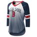 Women's G-III 4Her by Carl Banks White/Navy Boston Red Sox Lead-Off Raglan 3/4-Sleeve V-Neck T-Shirt