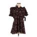 City Studio Casual Dress - A-Line High Neck Short sleeves: Black Floral Dresses - New - Women's Size Medium