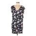 Splendid Casual Dress - Shift V Neck Short sleeves: Blue Floral Dresses - Women's Size Medium