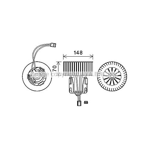 AVA QUALITY COOLING Innenraumgebläse Ø145mm 145mm für ROLLS-ROYCE BMW 9200935 9194590 64119200935 BW8540