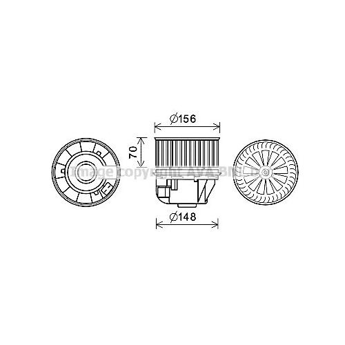 AVA QUALITY COOLING Innenraumgebläse Ø156mm 156mm für FORD (CHANGAN) 1253201 3M5H18456AD 1326642 FD8613