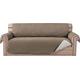 LINGKY Sofa Covers 3 Seater Reversible Sofa Cover Quilted Sofa Slipcovers Adjustable Elastic Straps Couch Covers, Water Resistant Sofa Protectors From Pets & Kids (Taupe,Oversized Sofa)