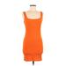 Shein Casual Dress - Bodycon Square Sleeveless: Orange Print Dresses - Women's Size 6