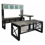 Xdustrial Series 71"W x 107"D Executive Black Metal Frame U-Shaped Desk w/ Electric Lift