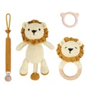 Ensemble cadeau de naissance pour bébé chaîne de sucette porte-mamelon factice Crochet-Lion