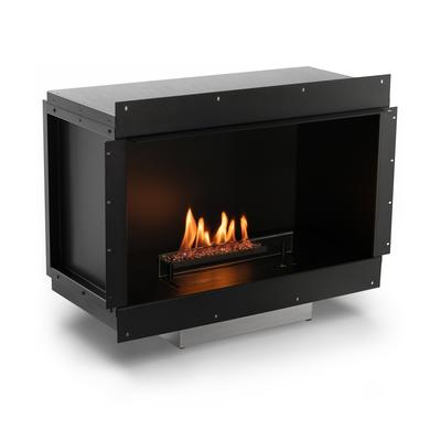 Planika Senso [automatischer Ethanolbrenner mit Einbaugehäuse]: mit Feuerbock und Holzdeko Image
