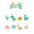 Cute Cartoon Dinosaur Cake Topper Jungle Safari Dino Birthday Cake Surround Kids Boys Happy Dinosaur