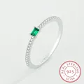 2022 NEW Classic Rectangular Emerald Ring For Women Single Row Of Diamonds Genuine Sterling Silver