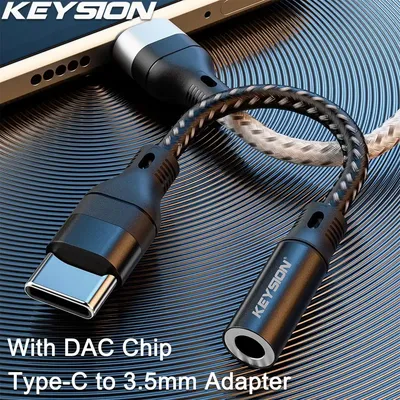 KEYSION USB Type C to 3.5mm DAC Chip Headphone Adapter USB C to Jack Audio AUX Cable for iPhone 15