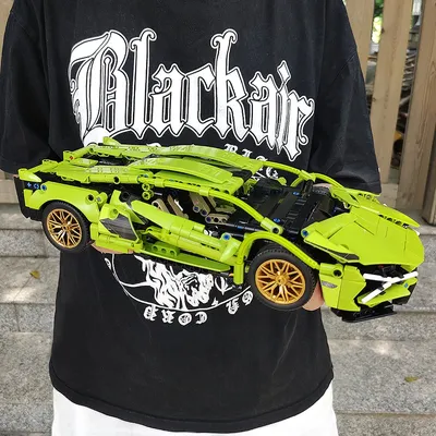 High-Tech Super Technisches Modell Grüner Rennwagen Statische Bausteine Ziegel Jungen Spielzeug Geschenk 1280 Stück Image