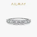 Ailmay Fashion Genuine 925 Sterling Silver Dazzling Emerald Cut Irregular CZ Rings For Women