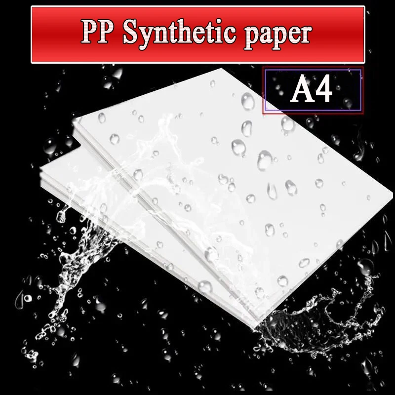 A4 selbstklebendes PP-Synthetikpapier, Tintenstrahldruckpapier, mattweiß, blanko, glänzend, wasserfest, Etikettenaufkleber für Laserdrucker Image