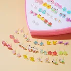 Mehrfarbige 36 Paar Cartoon hypoallergene Kunststoff-Ohrstecker-Set für Frauen und Mädchen, niedliche Tier-Blumen-Ohr-Hochzeitsgeschenke, Schmuck