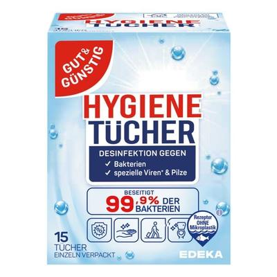 Hygienetücher Desinfektion 15 Tücher, Gut und Günstig