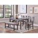 Dining Room Furniture Casual Modern 6pc Set Dining Table 4x Side Chairs and A Bench Rubberwood and Birch veneers