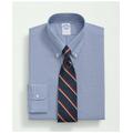 Brooks Brothers Men's Stretch Supima Cotton Non-Iron Poplin Polo Button-Down Collar, Checked Dress Shirt | Blue | Size 15 34