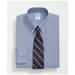 Brooks Brothers Men's Stretch Supima Cotton Non-Iron Poplin Polo Button-Down Collar, Checked Dress Shirt | Blue | Size 16½ 32